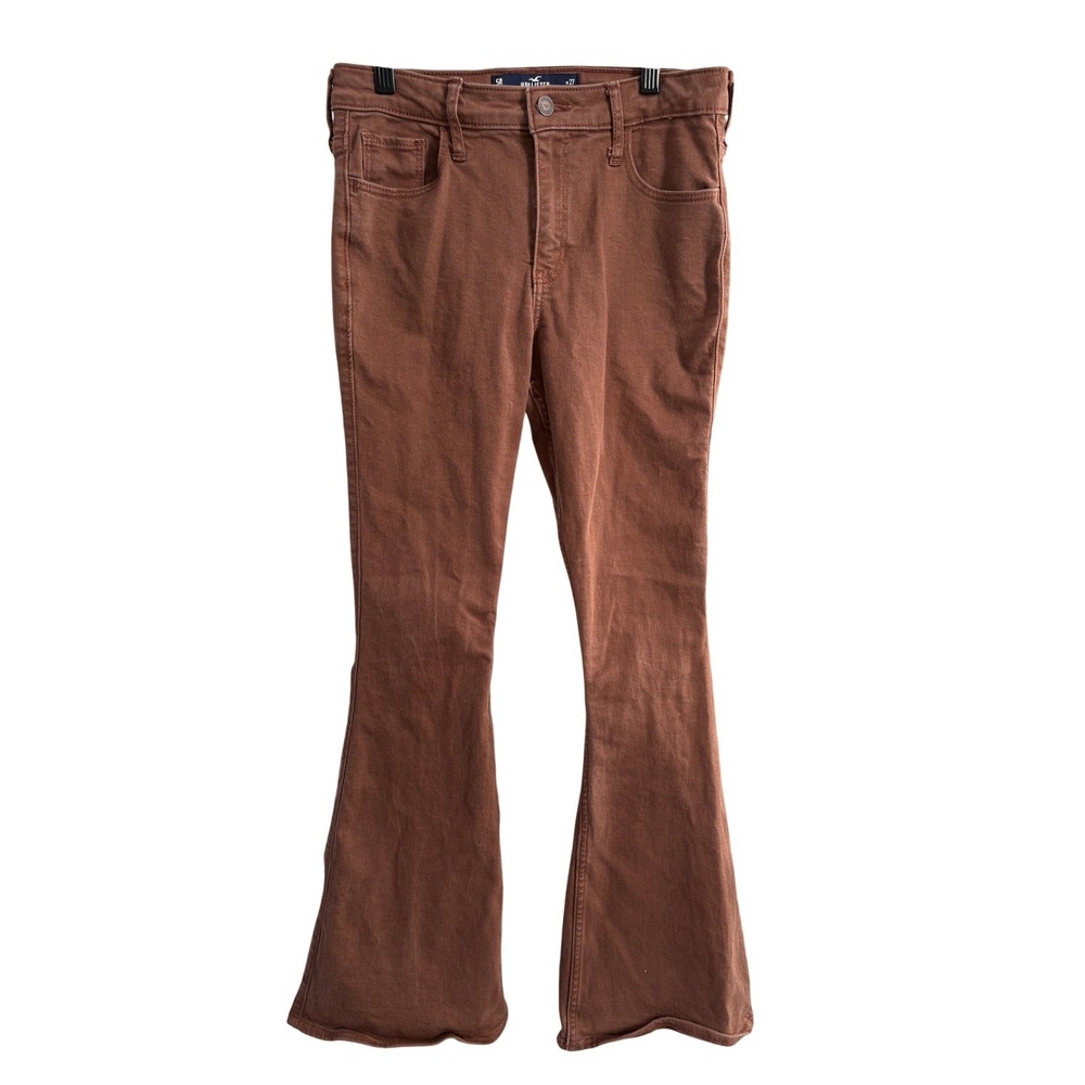 Hollister High Rise Flare Jeans Brown Size 27 Womens Bell Bottom Stretch Denim